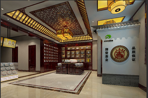 灵璧古朴典雅的中式茶叶店大堂设计效果图
