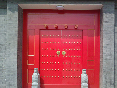 灵璧中国传统四合院系列朱红色中式木制大门木作